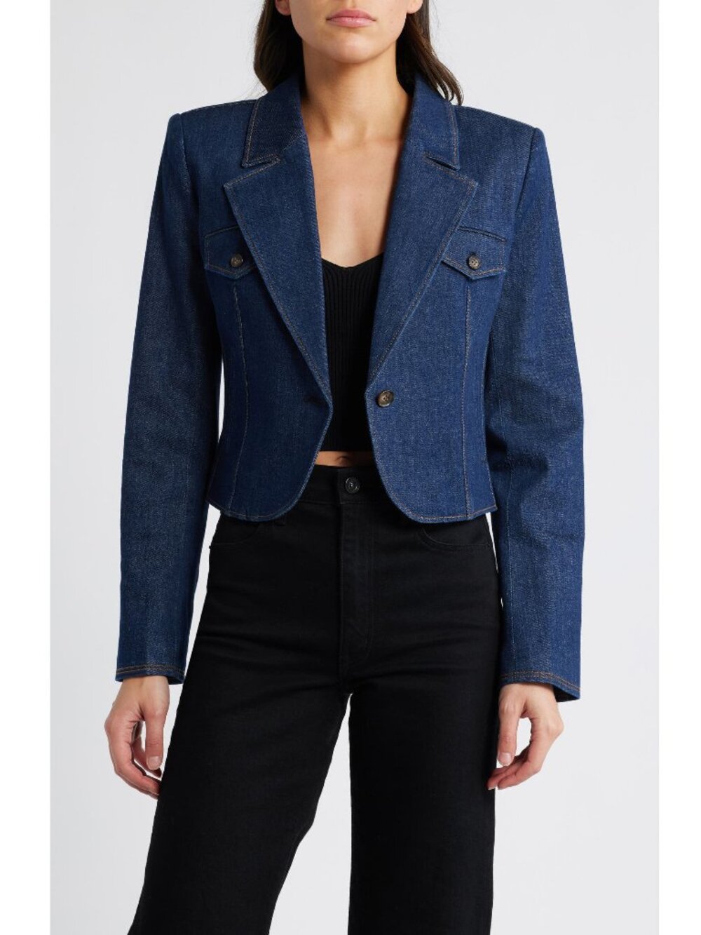 Paige Betania Crop Denim Blazer